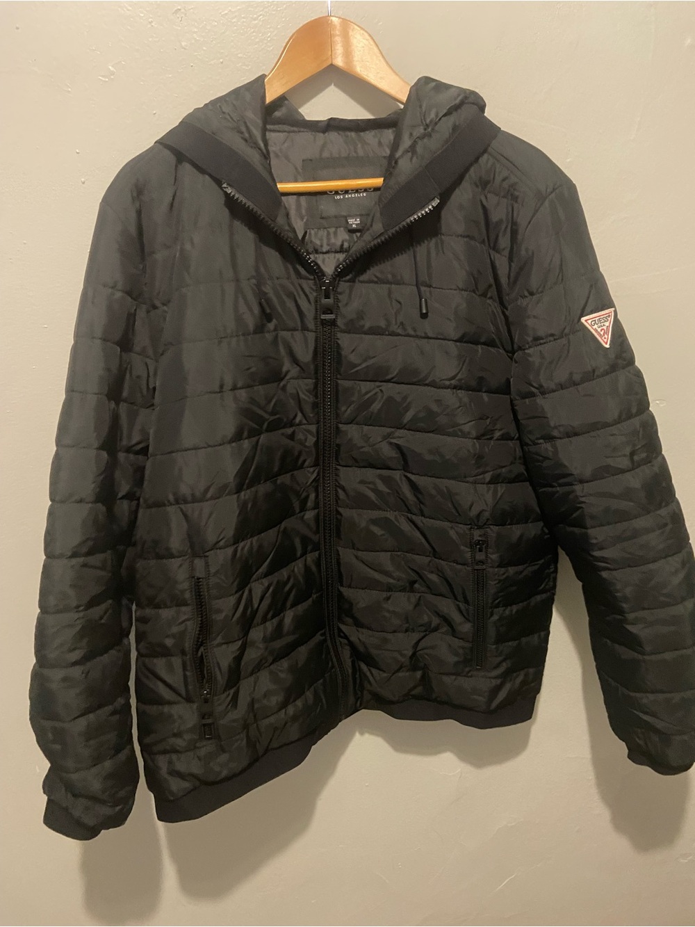 Guess Black Quilted Hooded Puffer Jacket